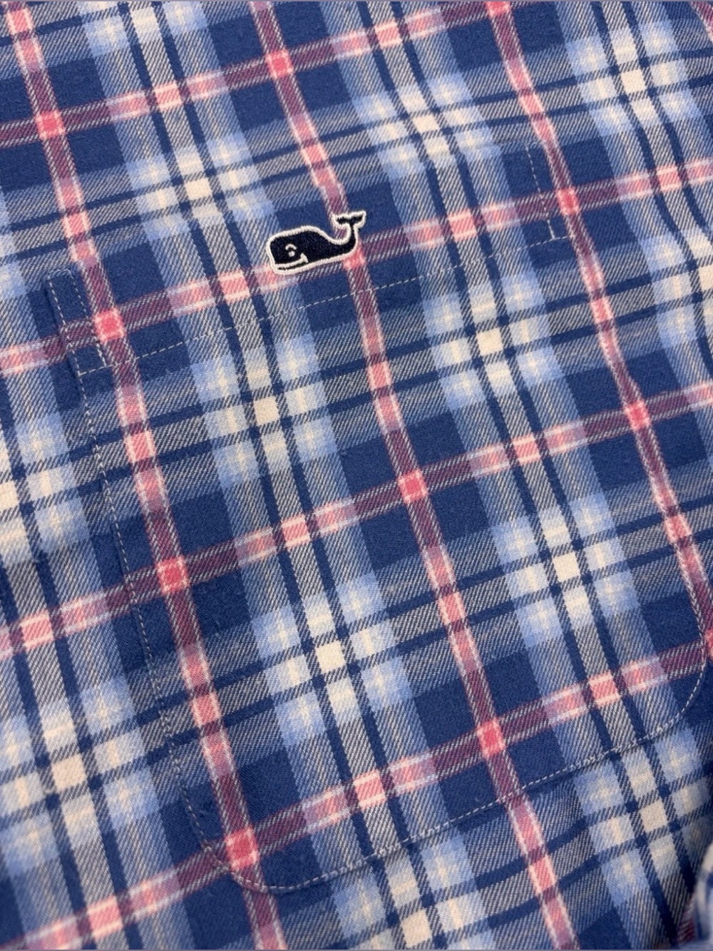 Vineyard Vines Men’s XL Blue/Pink Plaid Performance Classic Fit Tucker Shirt